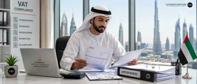UAE finance professional reviewing supplier documents for VAT compliance
